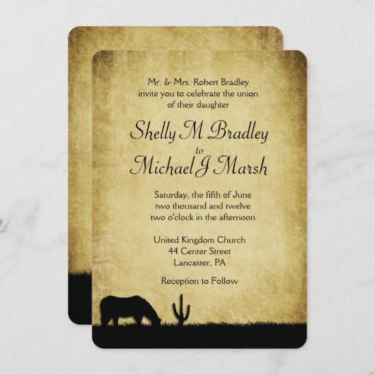 Western Rustic Faire-part de mariage (Devant / Derrière)