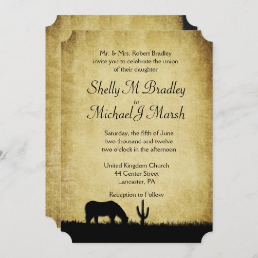 Western Rustic Faire-part de mariage (Devant / Derrière)