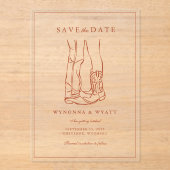 Western Rustic Modern Photo Save the Date Acryl Uitnodigingen (Voorkant)