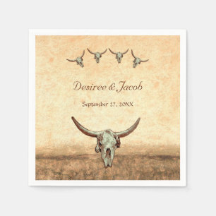 Western Rustic Wedding Country Koe Bull Skull Servet