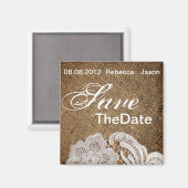 western rustig land bruiloft burlap en kant magneet (Voorkant / Achterkant)