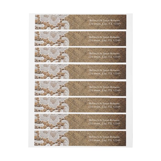 western rustig land bruiloft burlap en kant omwikkelbaar adreslabel (Vel)