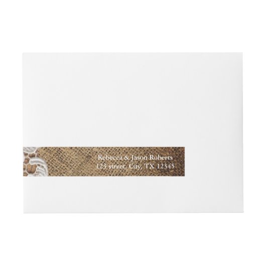 western rustig land bruiloft burlap en kant omwikkelbaar adreslabel (Voorkant)