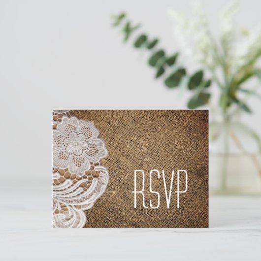 western rustig land bruiloft burlap en kant uitnodiging briefkaart (Staand voorkant)