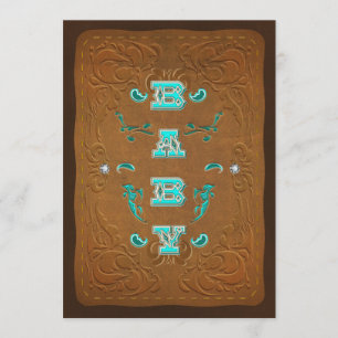 Western Rustisch bruin leder Kijk Baby shower Kaart