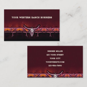 Western Rustisch Bull Cow Skull Pink Tribal Land Visitekaartje