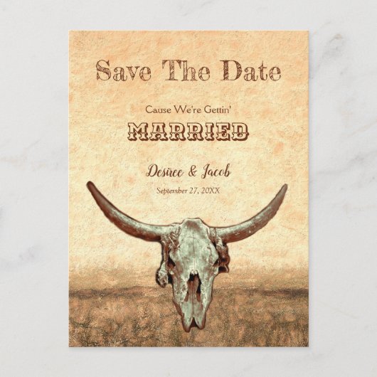 Western Rustisch land beige sparen de datum Briefkaart (Voorkant)