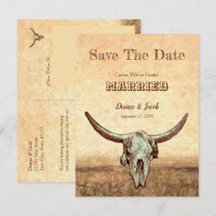 Western Rustisch land beige sparen de datum Briefkaart