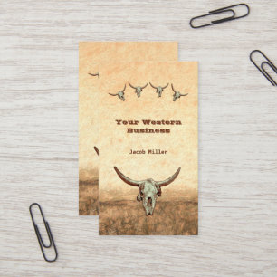 Western Rustisch Land Cowboy Cow Bull Skull Visitekaartje
