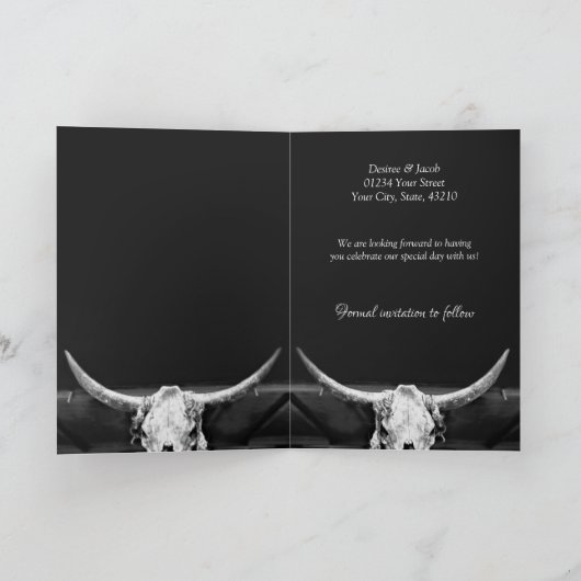 Western Rustisch zwart-wit bespaart de datum Aankondiging (Binnen)