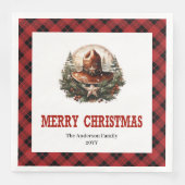Western sheriff's badge red black Christmas napkin Servet (Voorkant)