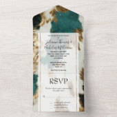 Western Smaragd Goud Wit Koeienhuid All In One Uitnodiging (Binnen)