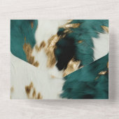 Western Smaragd Goud Wit Koeienhuid All In One Uitnodiging (Achterkant)