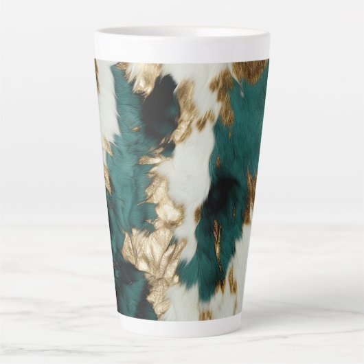 Western Smaragd Goud Wit Koeienhuid Latte Mok (Voorkant)