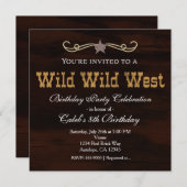 Western Star Country WILD WEST BANTHDAY Invitation (Devant / Derrière)