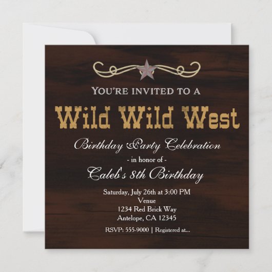 Western Star Country WILD WEST BANTHDAY Invitation (Devant)