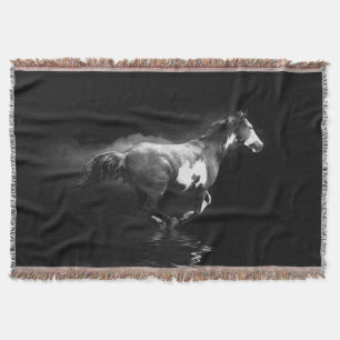 Western-stijl galoping Pinto Horse and Smoke Deken