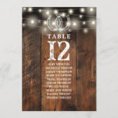 Western String Lights Table Number Seating Chart Kaart (Voorkant)