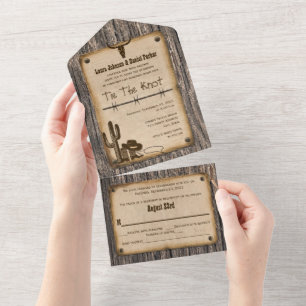 Western Stropdas de Knot All in One Wedding nodigt Uitnodiging