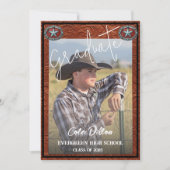 Western Style Cowboy Photo Graduation Invitation (Devant)