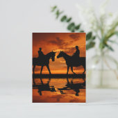 Western Sunset Horseback Riding cowboy silhouette Briefkaart (Staand voorkant)