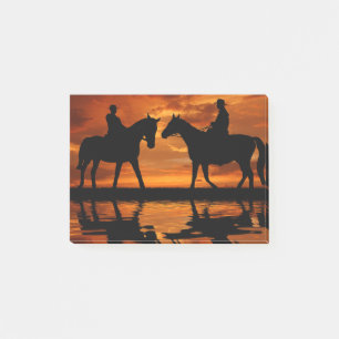 Western Sunset Horseback Riding cowboy silhouette Post-it® Notes