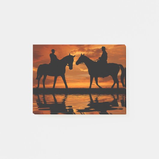 Western Sunset Horseback Riding cowboy silhouette Post-it® Notes (Voorkant)