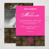 Western Sweet 16 Invitation Pink Star Brown Kaart (Voorkant / Achterkant)