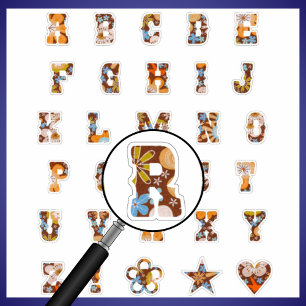 Western thema bloemmonogram   alfabetletters sticker