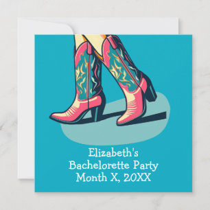 Western Thema Cowgirl Boots Bachelorette Party Kaart
