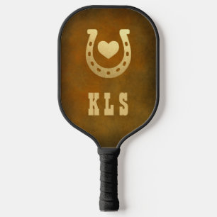 Western Thema Hoefijzer Bruin & Goud Monogram Pickleball Paddle