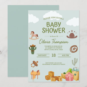 Western thema jongens Baby shower Kaart