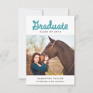 Western Thème Graduation Party Mini Invitation