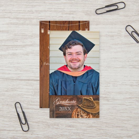 Western theme Hat and Lasso Grad Party Invitation (Devant/Arrière en situation)