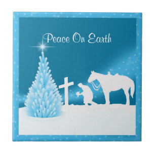 Western thuisdecor Praying Cowboy Holiday Tile Tegeltje