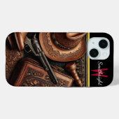Western Trio: Pet, laarzen, Revolver Case-Mate iPhone Case (Achterkant (horizontaal))