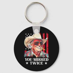 Western Trump Cowboy je miste twee keer Trump 2025 Sleutelhanger