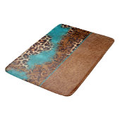 Western Turquoise Glitter Flourish Leather Leopard Badmat (Gekanteld)