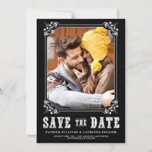 Western typografie foto kader save the date magnetische uitnodiging