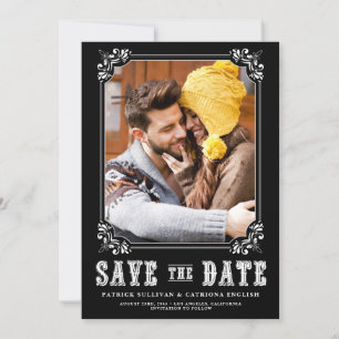 Western Typografie Foto Lijst Black Save The Date