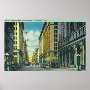 Western Uitzicht van 7th Street van Spring Street Poster