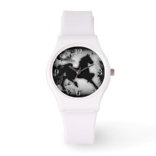 Western uitziende prancingpaard Silhouette Horloge