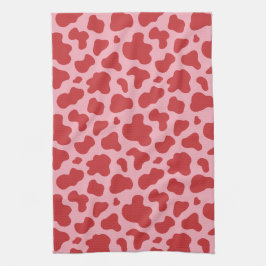 Western Valentines Day Cow Print Cowgirl Pink Red Theedoek