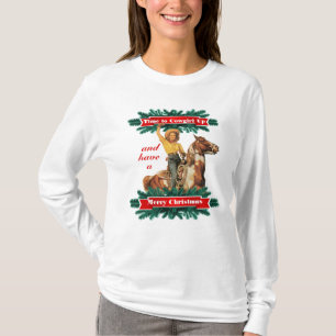 Western Vintage Cowgirl up Joyeux T-shirt de Noël