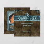 Western Vintage Enregistrer la carte Date Blue Sta (Devant / Derrière)