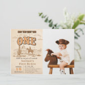 Western Vintage Rodeo 1st Birthday Invitation  (Debout devant)
