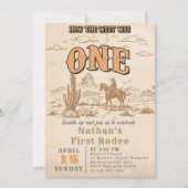 Western Vintage Rodeo 1st Birthday Invitation  (Devant)