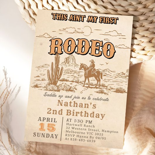 Western Vintage Rodeo 2nd Birthday Invitation 