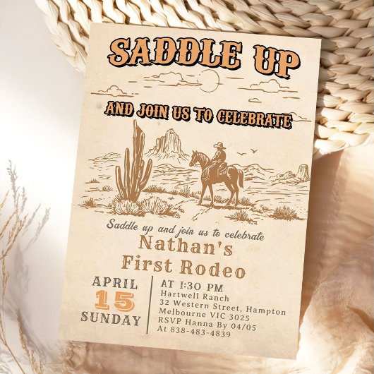 Western Vintage Rodeo Birthday Invitation 