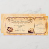 Western Vintage Wedding Ticket Invitation & rsvp (Devant / Derrière)